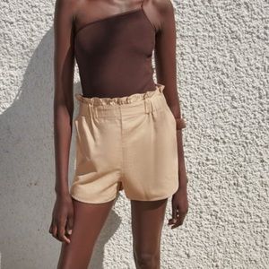 Linen high waist paper bag Zara shorts worn once